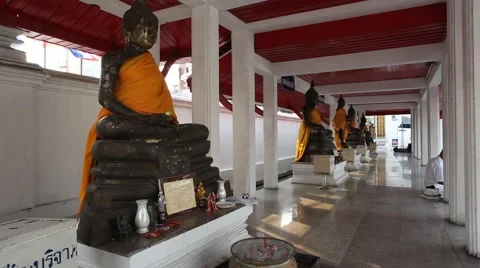Buddha statues at the temple in Thailand Stock Footage 48508533