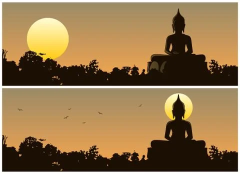 Buddha Sunset Stock Illustration