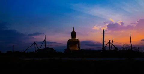 Buddha with the sunset. 스톡 사진