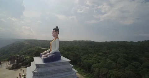 Buddha on top of a mountain Stock Footage 68618009