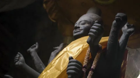 Buddha wearing saffron sash Stock Footage 200633481