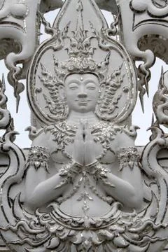 Buddha in white temple Stock Photos