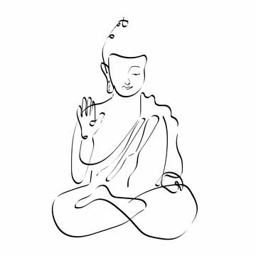 Buddha in yoga pose Monochrome vector illustration Stock Illustration