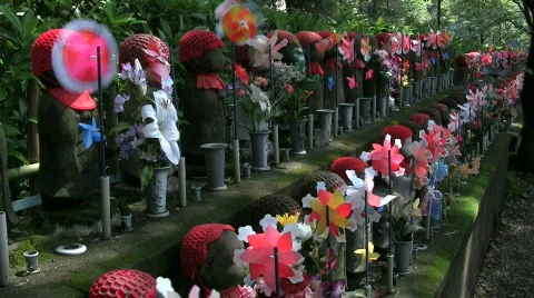 Buddhas And Pinwheels Stock Footage 778586