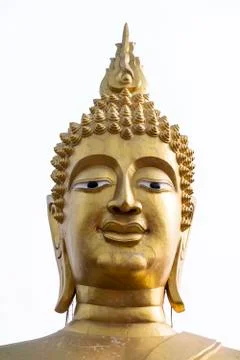 Buddha's Head Isolated on White Stock Photos