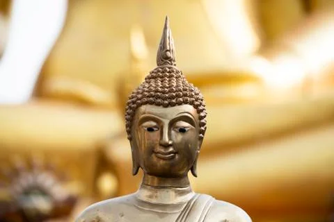 Buddha's Head Isolated on White Stock Photos