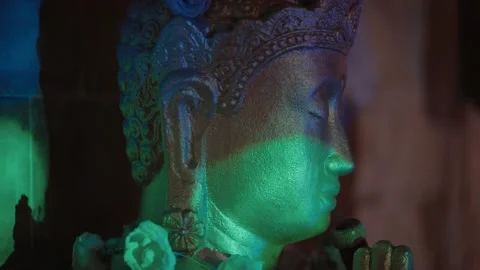 Buddha's head, religious-themed interior items. Indonesia Bali Stock Footage 239810399