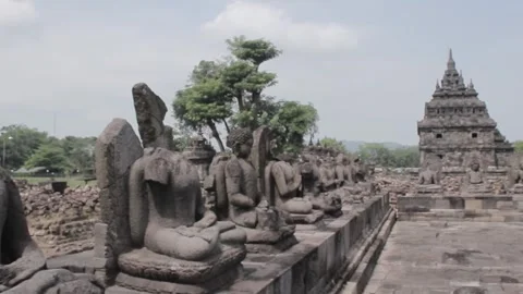Buddha's lost and damaged head Stock Footage 243793947