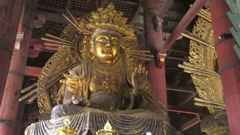 Buddha's in Todai-ji temple Stock Footage 82180192