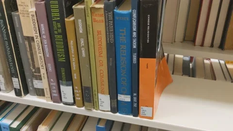 Buddhism Library Books Stock Footage 184952959