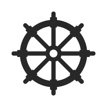 Buddhism Wheel Religious Symbol Black Icon Vector Stock Illustration