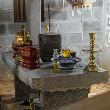 Buddhist altar in the temple Stock Photos