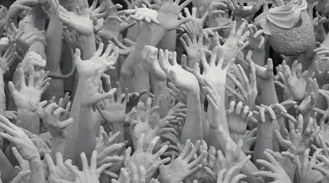 Buddhist architecture at Wat Rong Khun temple, Chiang Rai, Thailand Video stock 59304237