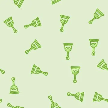 Buddhist bell ghanta line vector seamless pattern Stock Illustration