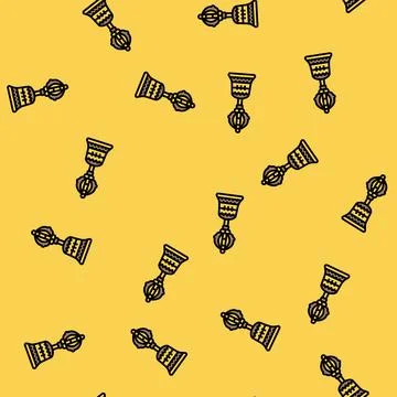 Buddhist bell ghanta vector seamless pattern Stock Illustration