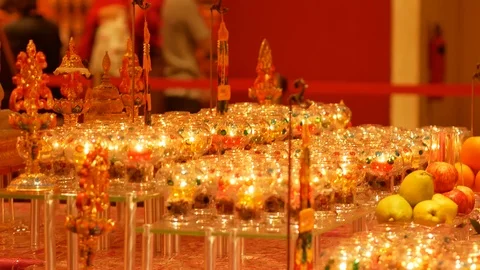 Buddhist Candle Offering Stock Footage 106710880