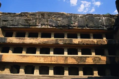 Buddhist cave No11, Multi Stored, Ellora, Aurangabad, Maharashtra, India Foto stock