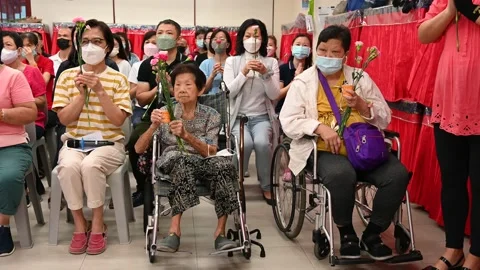 Buddhist class celebration Stock Footage 239594897