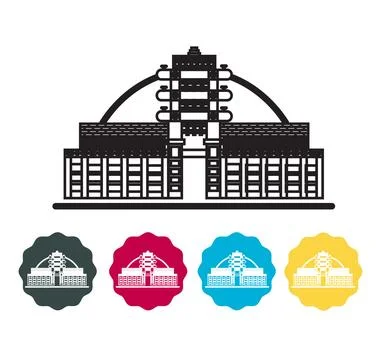 Buddhist complex - Sanchi Stupa Icon - Stock Illustration Stock Illustration