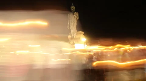 Buddhist Crowd walking with Candle Light Video stock 60666916
