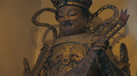 Buddhist deity in Jade Buddha Temple in Shanghai Stock Footage 38739664