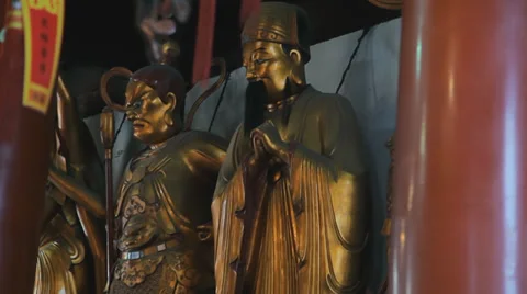 Buddhist deity statues in Jade Buddha Temple Stock Footage 38793435