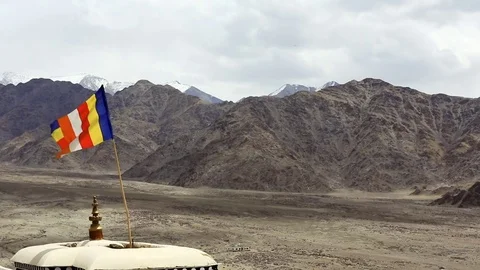 Buddhist Flag Flap Monastery Video stock 84689151