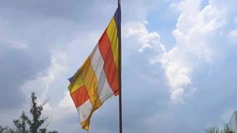 Buddhist flag Stock Footage 139946491