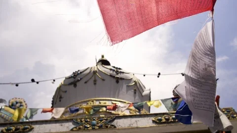 Buddhist flags flaping on wind Stock Footage 97800510