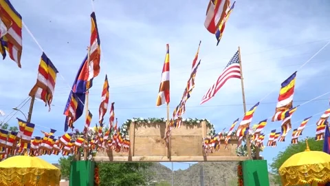 Buddhist Flags Stock Footage 132113945