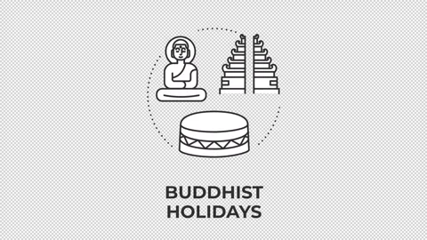 Buddhist holidays line concept icon animation Stock Footage 342241178