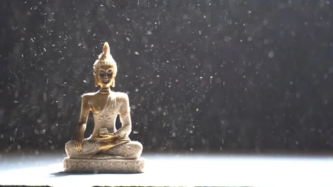 Buddhist idol In snow Stock Footage 119692856