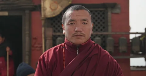 Buddhist Lama Monk Faces of Diverse Nepal Stock Footage 320610926