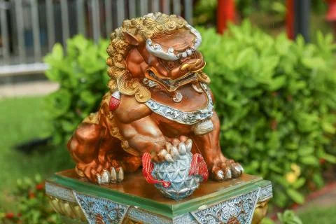 Buddhist lions sculpture. Stock Photos