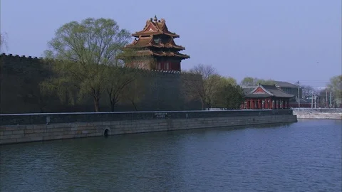 Buddhist Monastery alongside the river in Beijing Stock Footage 88832562