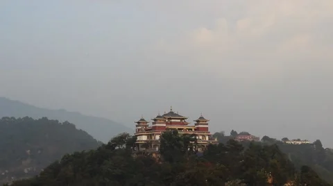 Buddhist monastery amidst the mountains Stock Footage 58852129