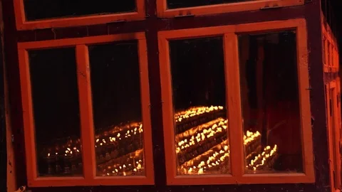 Buddhist monastery candles Stock Footage 77212786