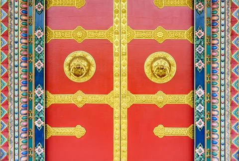 Buddhist monastery door Stock Photos