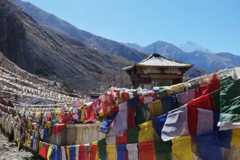 The Buddhist monastery is high in the mountains Stock Photos