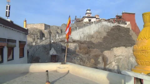 Buddhist Monastery in Himalayas Stock Footage 55838554