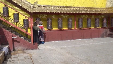 Buddhist Monastery in Shangri la Stock Footage 346728813