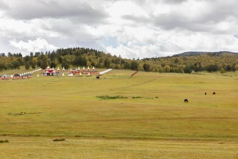 Buddhist monastery in the steppes Stock Photos