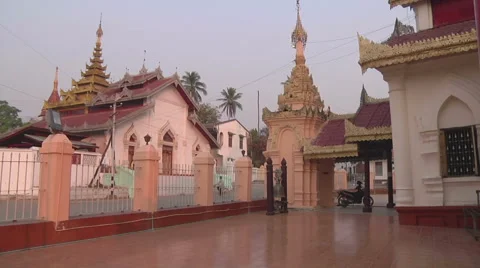Buddhist monastery in Zoom WS of the monastery in Kentung, Myanmar. Stock Footage 55943667