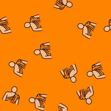 Buddhist monk buddhism vector seamless pattern Stock Illustration