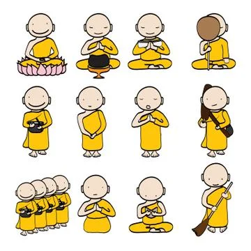 Buddhist monk cartoon Stock Illustration