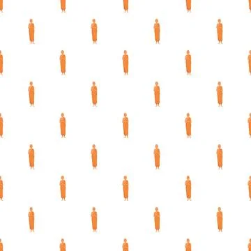 Buddhist monk figures in seamless pattern design Stock Illustration