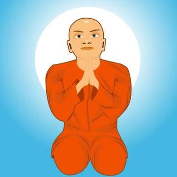 Buddhist monk meditating 스톡 일러스트