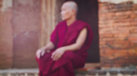 Buddhist monk in old ancient temple Stock Footage 36583655