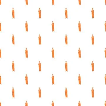 Buddhist monk in orange robe pattern seamless design Stock Illustration