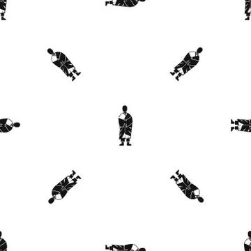 Buddhist monk pattern seamless black Stock Illustration